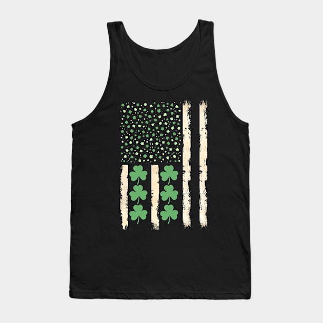 Vintage St Patricks Day Irish American Flag Shamrock Tank Top by Clouth Clothing 